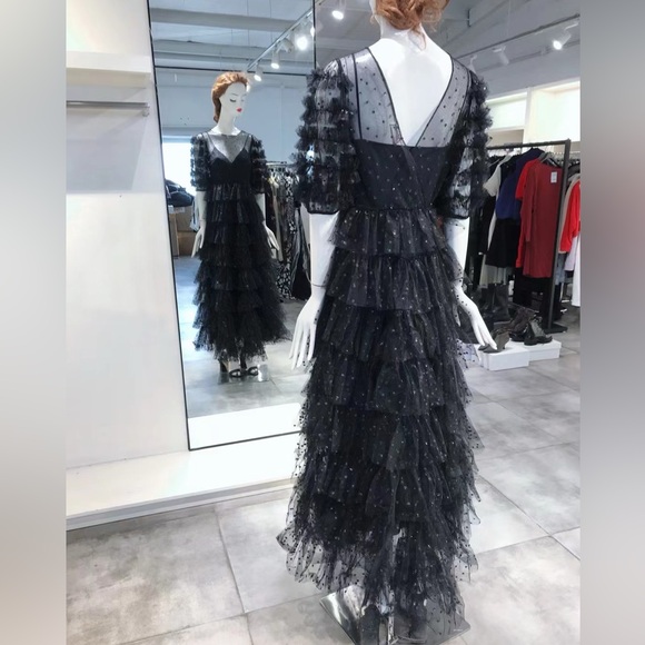 US 8 RED VALENTINO Tiered Glittered Tulle Maxi Dress NWT - Picture 9 of 14